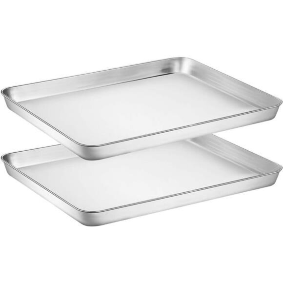 Baking Sheet with Silicone Mat Set, Stainless Steel Cookie Pan with Baking Mat - Picture 2 of 8